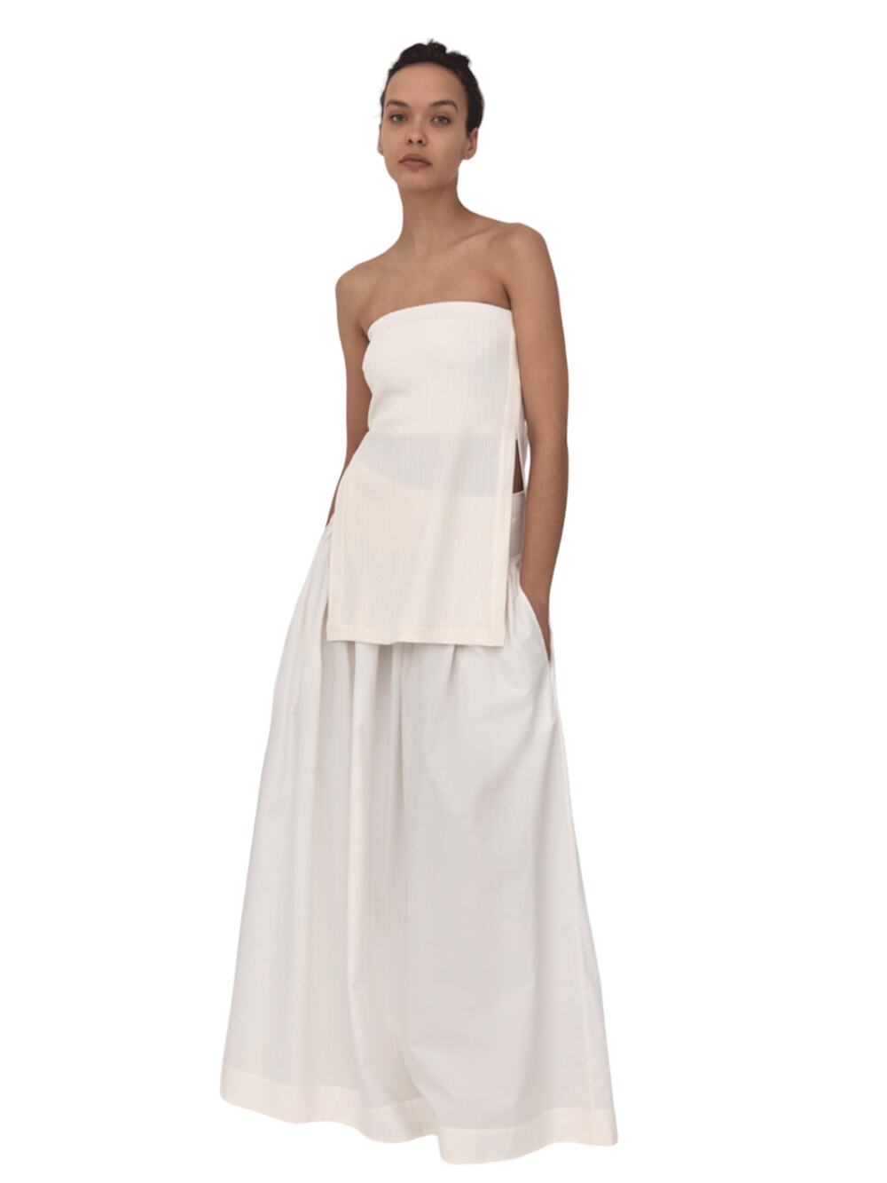 Esse Studios Ivory White Rib Strapless Tube Top